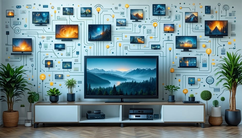 Connected TV advertising ecosystem illustration Connected TV advertising ecosystem illustration